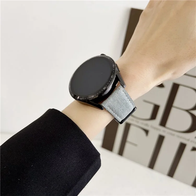 22mm Universal Uhrenarmband Für Huawei Watch GT 5 46mm Magnetverschluss Leder Nylon Armband - Kaffee