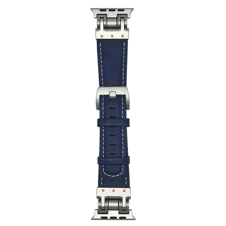 Lederarmband für Apple Watch Series 10 9 8 7 SE 6 5 4 3 2 1 42mm 41mm 40mm 38mm Crazy Horse Textur Armband - Dunkelblau