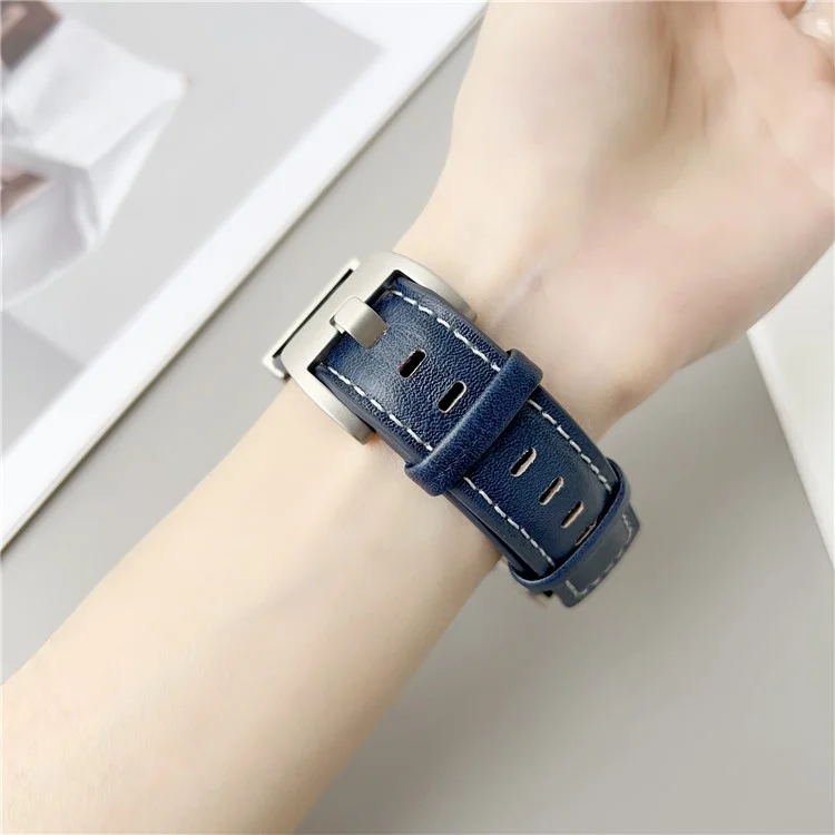 Lederarmband für Apple Watch Series 10 9 8 7 SE 6 5 4 3 2 1 42mm 41mm 40mm 38mm Crazy Horse Textur Armband - Dunkelblau
