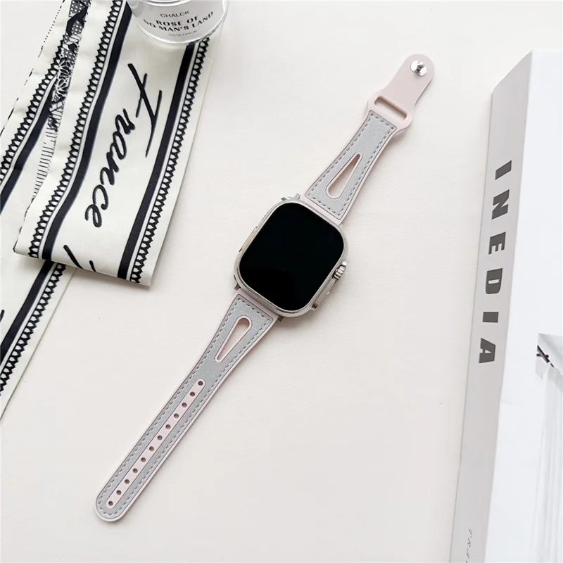 Silicone Glitter Watch Band For Apple Watch Series 10 9 8 7 SE 6 5 4 3 2 1 42mm 41mm 40mm 38mm Wrist Strap - Pink  /  Light Grey