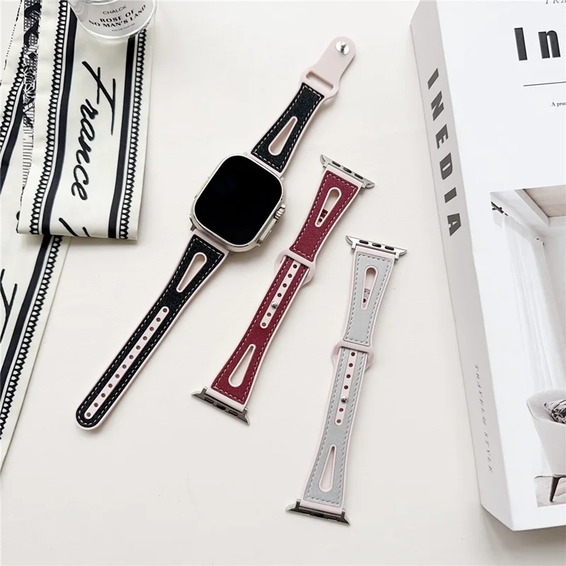 Silicone Glitter Watch Band For Apple Watch Series 10 Ultra 9 8 7 SE 6 5 4 3 2 1 46mm 49mm 45mm 44mm 40mm Wrist Strap - Pink  /  Cyan
