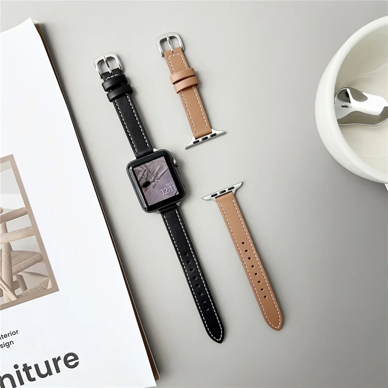Bandas de piel de cordero genuina para Apple Watch Series 10 Ultra 9 8 7 SE 6 5 4 3 2 1 de 46mm, 49mm, 45mm, 44mm, 40mm - Negro