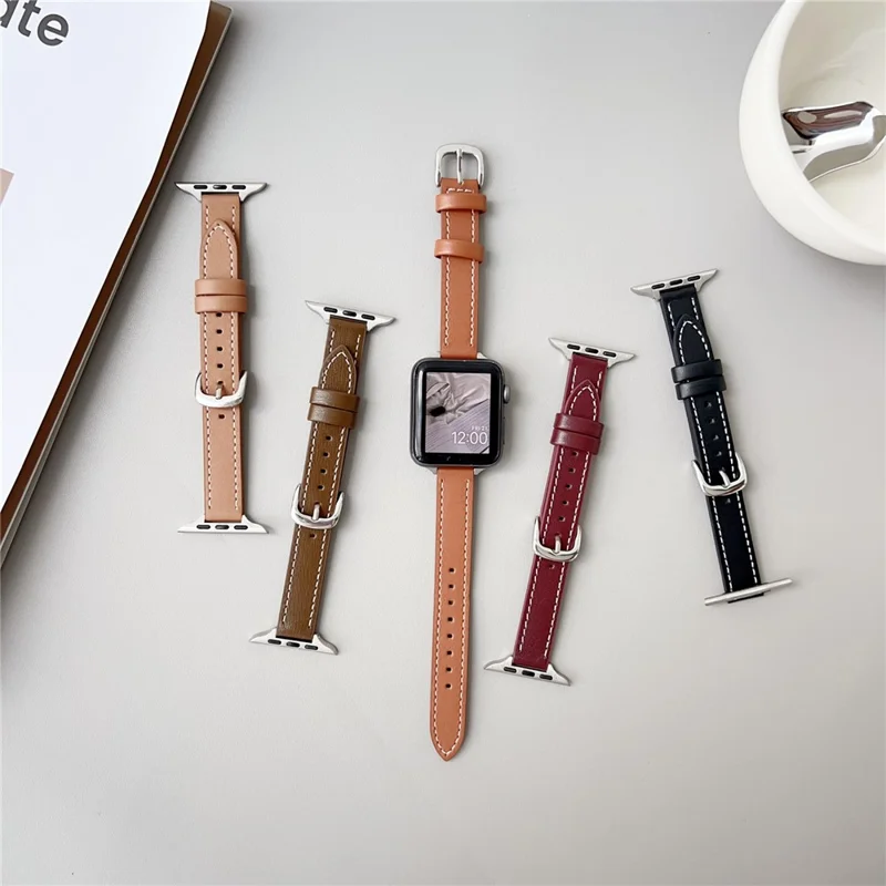 Bandas de piel de cordero genuina para Apple Watch Series 10 Ultra 9 8 7 SE 6 5 4 3 2 1 de 46mm, 49mm, 45mm, 44mm, 40mm - Negro