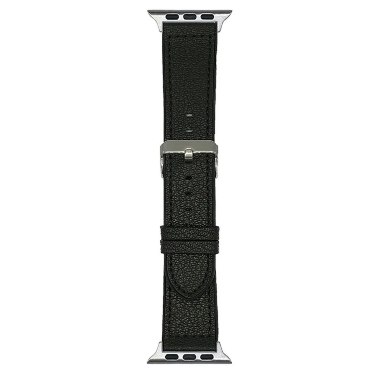 Watch Band For Apple Watch Series 10 Ultra 9 8 7 SE 6 5 4 3 2 1 46mm 49mm 45mm 44mm 40mm Silicone Leather Coated Wrist Strap - Black