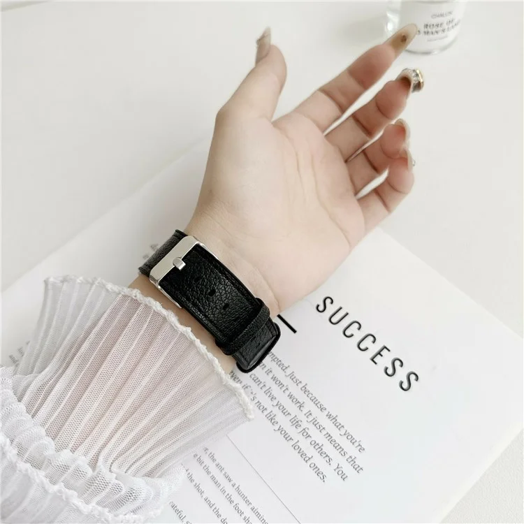 Watch Band For Apple Watch Series 10 Ultra 9 8 7 SE 6 5 4 3 2 1 46mm 49mm 45mm 44mm 40mm Silicone Leather Coated Wrist Strap - Black