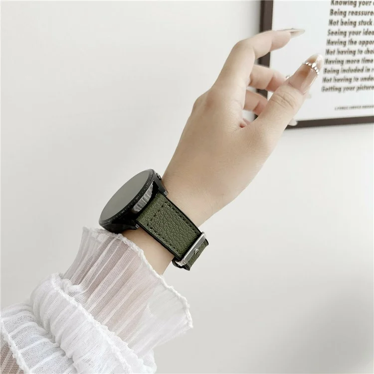 22mm Universal Armband für Huawei Watch GT 5 46mm Silikon Leder ummantelt Armband - Armeegrün