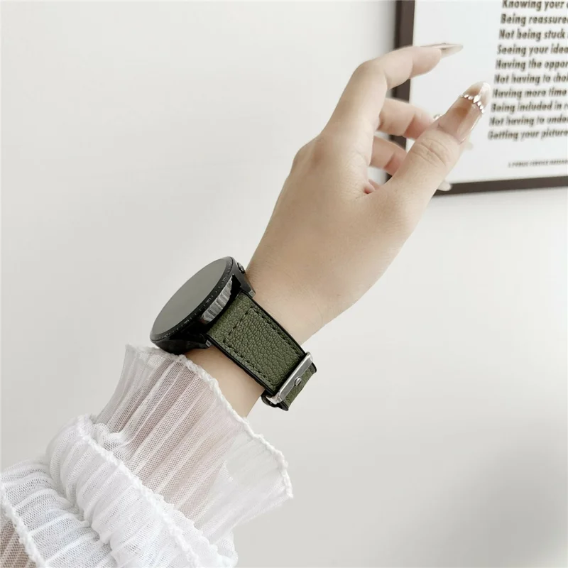 22mm Universal Watch Band For Huawei Watch GT 5 46mm Silicone Leather Coated Wrist Strap - Black