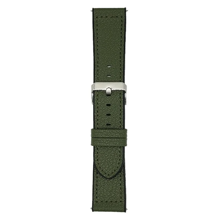 Correa Universal de 20 mm para Samsung Galaxy Watch7 / Watch6 - Banda de Silicona Revestida de Cuero, Color Verde Ejército