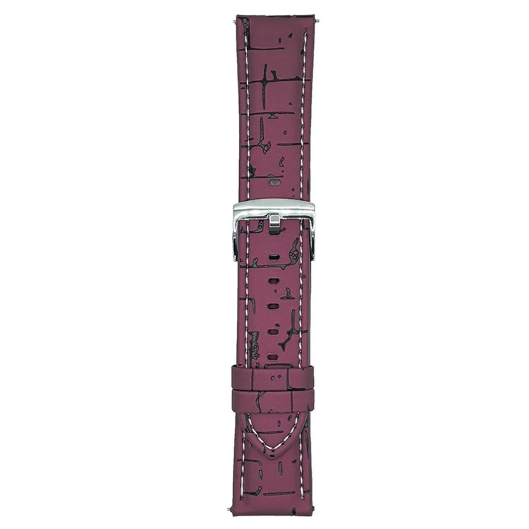 Leather Wrist Straps with Pattern For Huawei Watch GT 5 41mm 18mm Universal Watch Bands - Wine Red