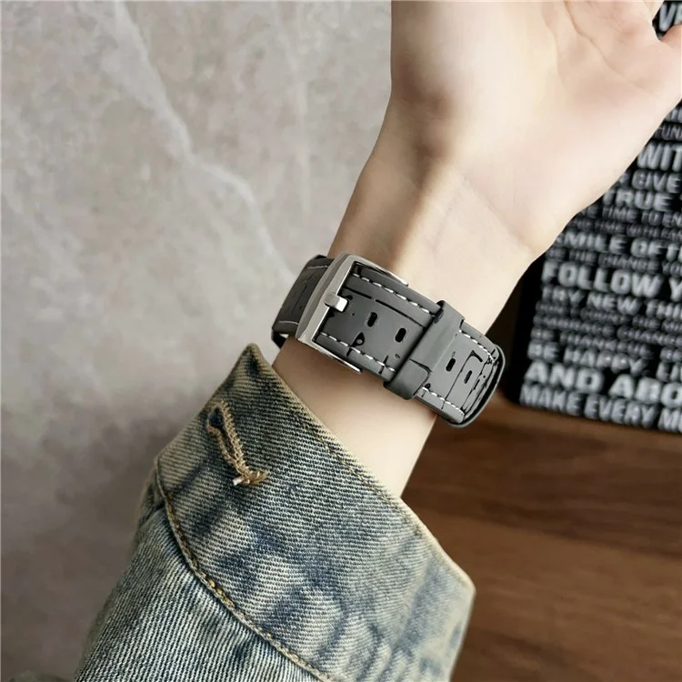 Correas de Cuero con Patrón para Samsung Galaxy Watch7 / Watch6 Correas Universales de 20 mm - Gris