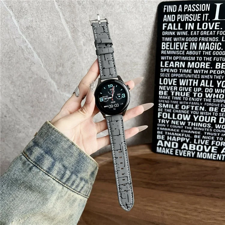 Lederarmband mit Muster für Huawei Watch GT 5 46mm 22mm Universelle Armbänder - Grau