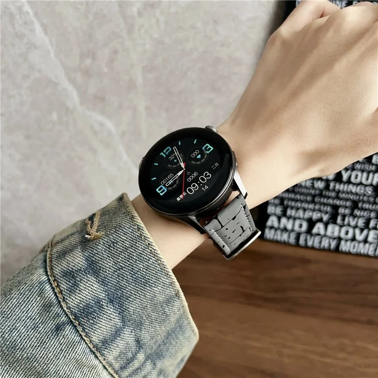 Lederarmband mit Muster für Huawei Watch GT 5 46mm 22mm Universelle Armbänder - Grau