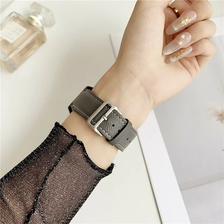 Palm Pattern Leather Watch Bands For Samsung Galaxy Watch7  /  Watch6 Universal 20mm Wrist Strap - Brown