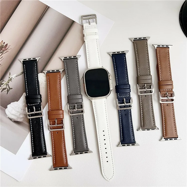 Palm Pattern Leather Watch Bands For Apple Watch Series 10 9 8 7 SE 6 5 4 3 2 1 42mm 41mm 40mm 38mm - Black