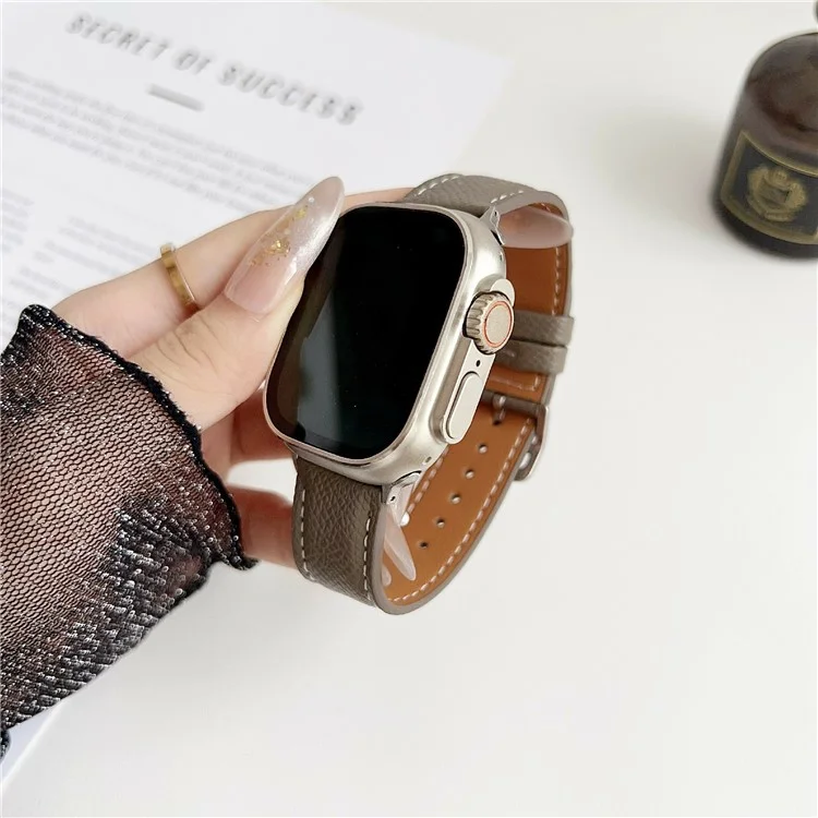 Palm Pattern Leather Watch Bands For Apple Watch Series 10 9 8 7 SE 6 5 4 3 2 1 42mm 41mm 40mm 38mm - Black