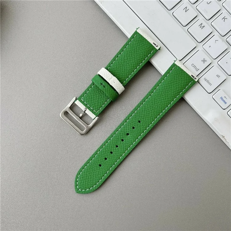 Dual Color Leather Bands For Samsung Galaxy Watch7  /  Watch6 Watchbands 20mm Universal Wrist Strap - Black