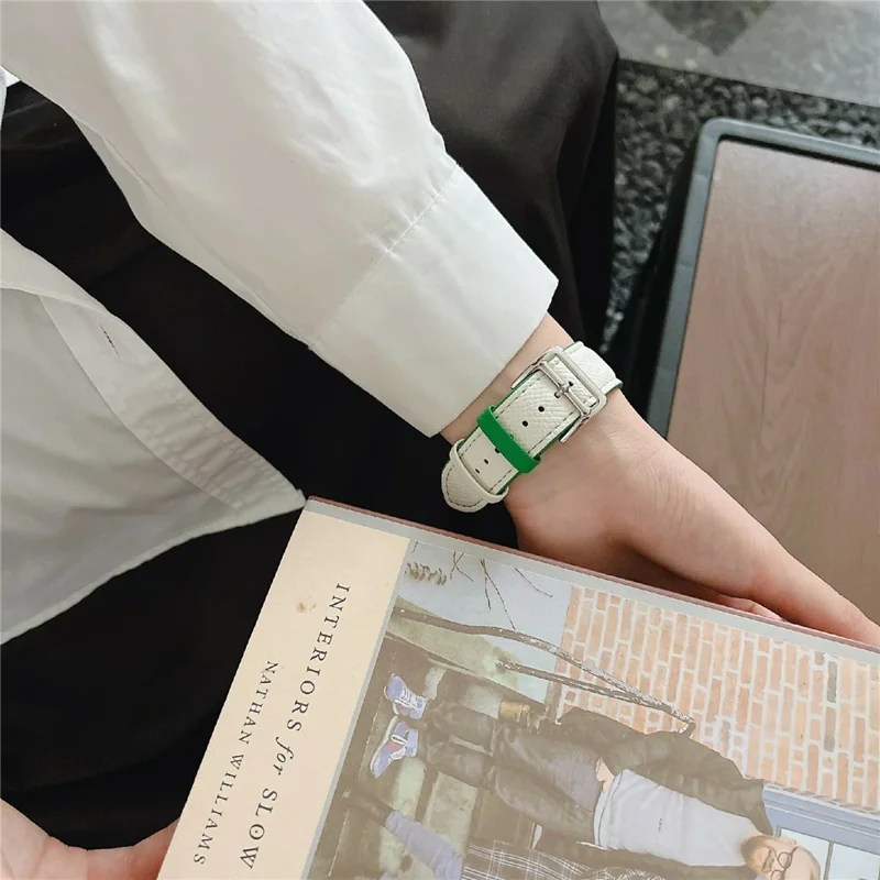 Dual Color Leather Bands For Apple Watch Series 10 9 8 7 SE 6 5 4 3 2 1 42mm 41mm 40mm 38mm Watchbands Wrist Strap - Brown