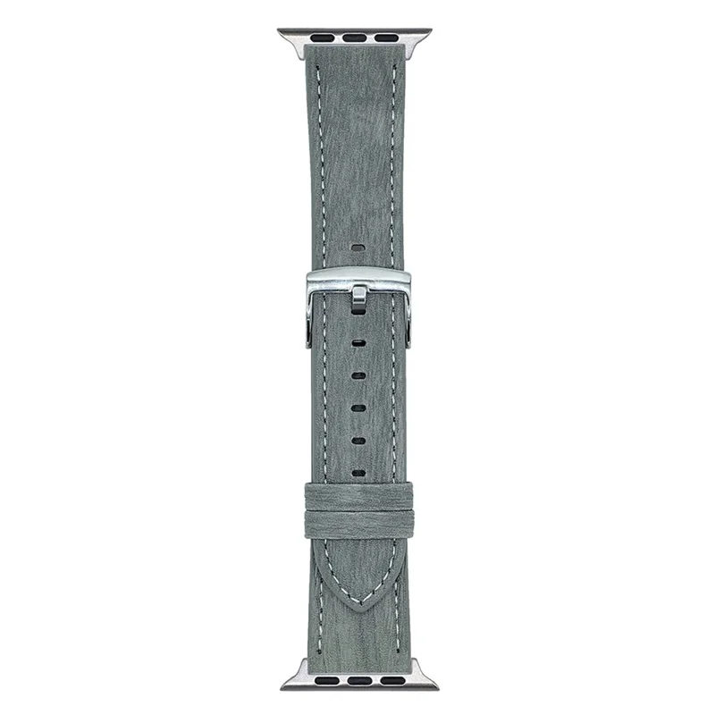 Wood Grain Leather Bands For Apple Watch Series 10 Ultra 9 8 7 SE 6 5 4 3 2 1 46mm 49mm 45mm 44mm 40mm Watch Band Wrist Strap - Light Grey