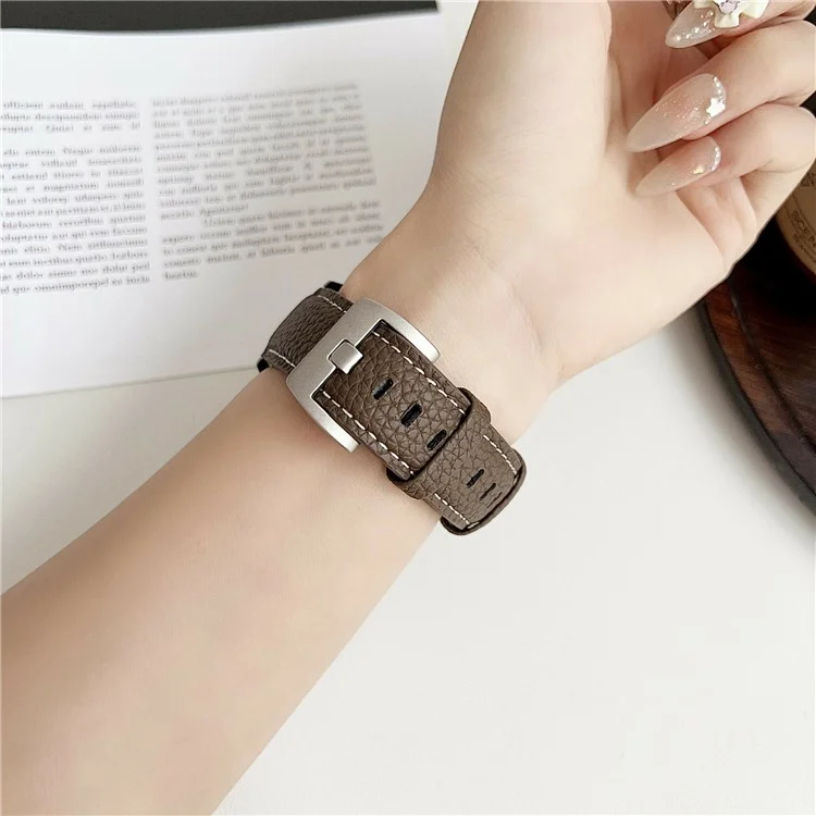 Correa de Reloj de Textura de Litchi para Samsung Galaxy Watch7 / Watch6 Bandas de Reloj Universal de 20 mm - Gris Marrón