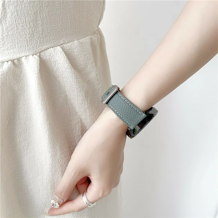 Correa de Reloj de Textura de Litchi para Samsung Galaxy Watch7 / Watch6 Bandas de Reloj Universal de 20 mm - Gris Marrón