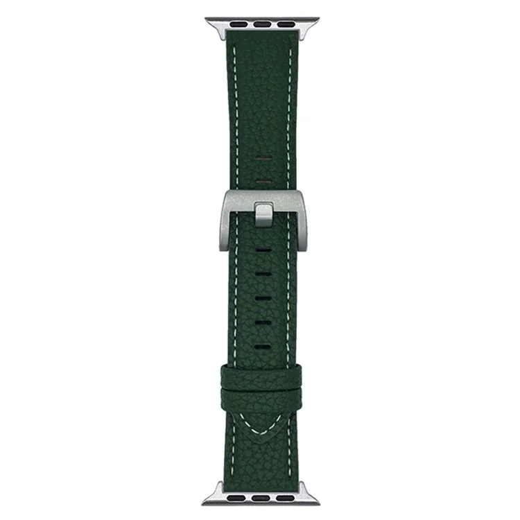 Correa de Cuero Textura Lichi para Apple Watch Series 10 Ultra 9 8 7 SE 6 5 4 3 2 1 46mm 49mm 45mm 44mm 40mm Correas de Reloj - Verde Medianoche