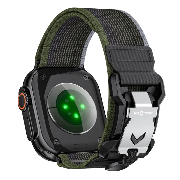 Watch Band For Apple Watch Series 10 Ultra 9 8 7 SE 6 5 4 3 2 1 46mm 49mm 45mm 44mm 42mm FIDLOCK Magnetic Nylon Sport Strap - Black + Green