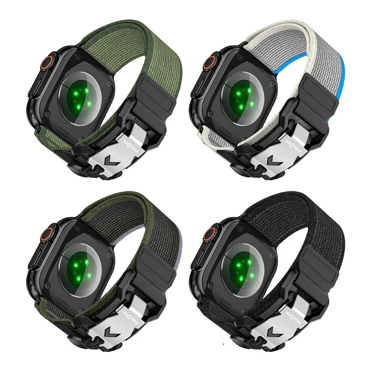 Armband für Apple Watch Series 10 Ultra 9 8 7 SE 6 5 4 3 2 1 46mm 49mm 45mm 44mm 42mm FIDLOCK Magnetisches Nylon-Sportarmband - Grün