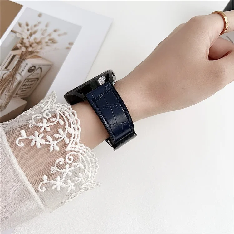 Pulseira de Relógio de 20mm para Samsung Galaxy Watch7 44mm / 40mm Textura de Bambu em PU com Cobertura de Silicone e Fivela Magnética - Preto