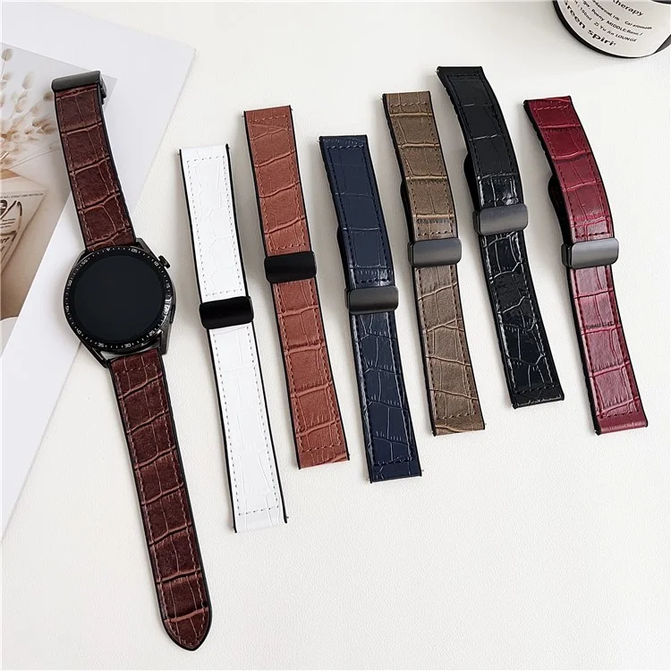 Pulseira de Relógio de 20mm para Samsung Galaxy Watch7 44mm / 40mm Textura de Bambu em PU com Cobertura de Silicone e Fivela Magnética - Preto