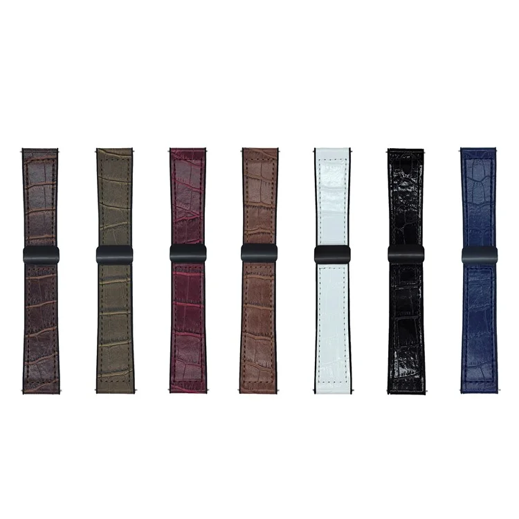 Pulseira de Relógio de 20mm para Samsung Galaxy Watch7 44mm / 40mm Textura de Bambu em PU com Cobertura de Silicone e Fivela Magnética - Preto