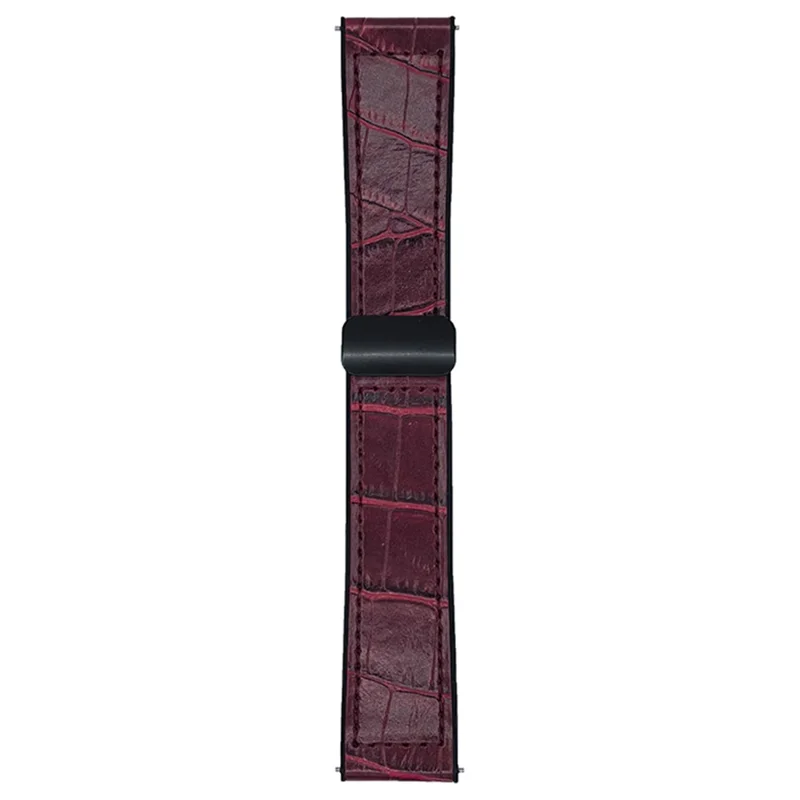 20mm Watch Band for Samsung Galaxy Watch7 44mm / 40mm Bamboo Texture PU Covered Silicone Strap with Magnetic Buckle - Wine Red
