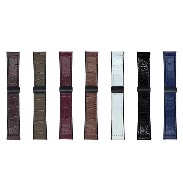 22mm Watch Band for Huawei Watch GT 5 46mm Bamboo Texture PU Covered Silicone Strap with Magnetic Buckle - Black