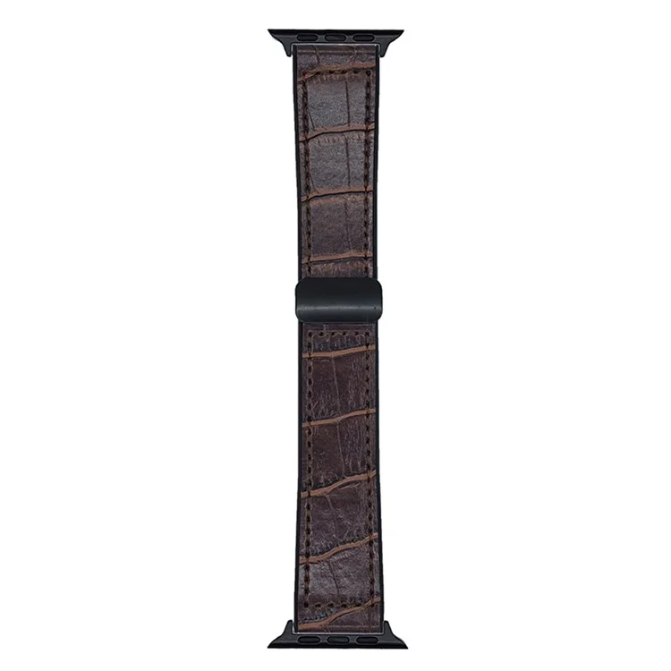 Watch Band for Apple Watch Series 10 Ultra 9 8 7 SE 6 5 4 3 2 1 46mm 49mm 45mm 44mm 42mm Bamboo Texture PU Covered Silicone Strap - Coffee