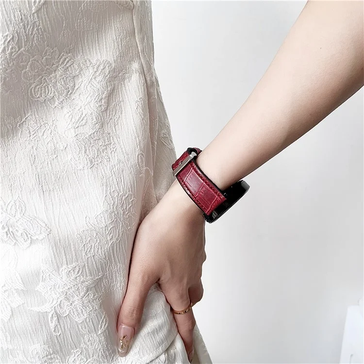 20mm Replacement Strap for Samsung Galaxy Watch7 44mm / 40mm Silicone Watch Band Bamboo Texture PU Covered - Wine Red