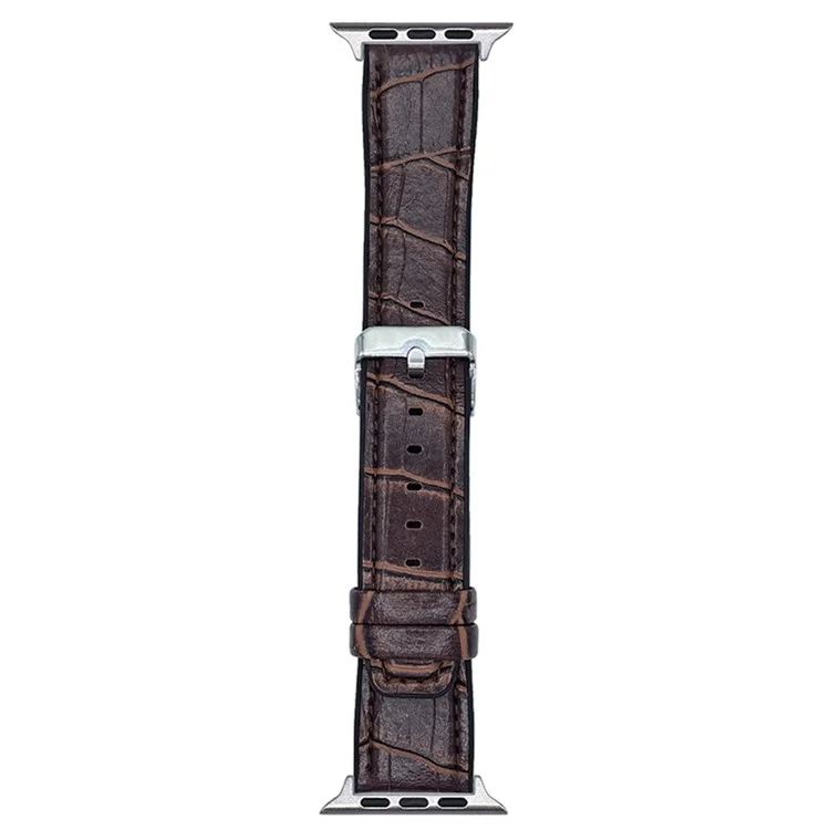 Replacement Strap for Apple Watch Series 10 9 8 7 SE 6 5 4 3 2 1 42mm 41mm 40mm 38mm Bamboo Texture PU + Silicone Watch Band - Coffee
