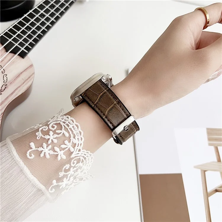 Replacement Strap for Apple Watch Series 10 9 8 7 SE 6 5 4 3 2 1 42mm 41mm 40mm 38mm Bamboo Texture PU + Silicone Watch Band - Wine Red