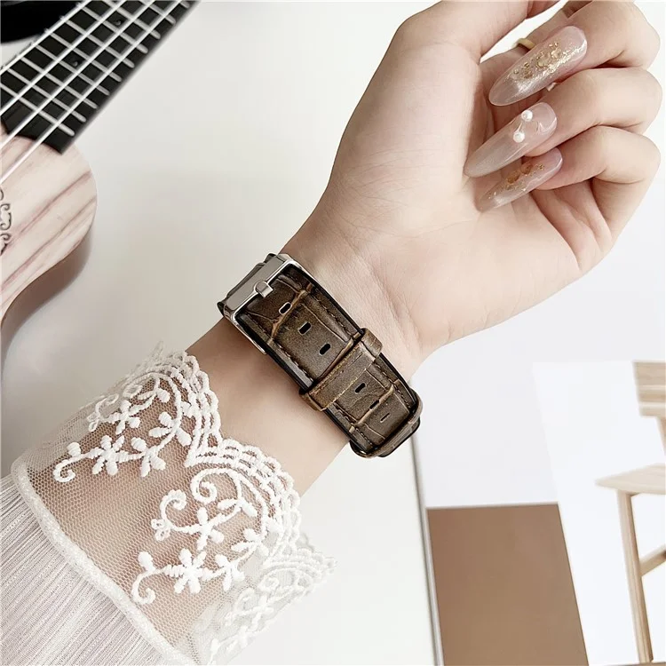 Replacement Strap for Apple Watch Series 10 9 8 7 SE 6 5 4 3 2 1 42mm 41mm 40mm 38mm Bamboo Texture PU + Silicone Watch Band - Wine Red