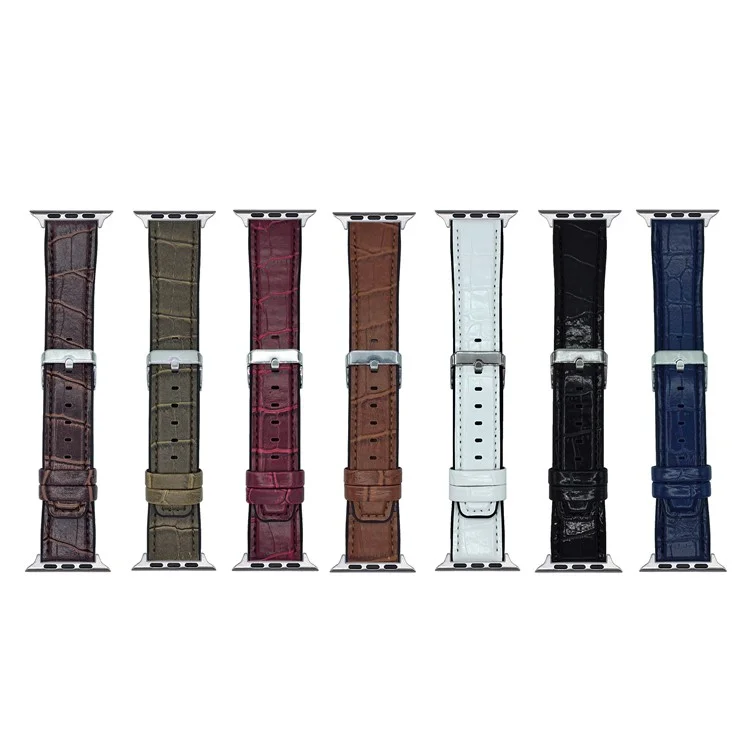 Replacement Strap for Apple Watch Series 10 9 8 7 SE 6 5 4 3 2 1 42mm 41mm 40mm 38mm Bamboo Texture PU + Silicone Watch Band - Wine Red