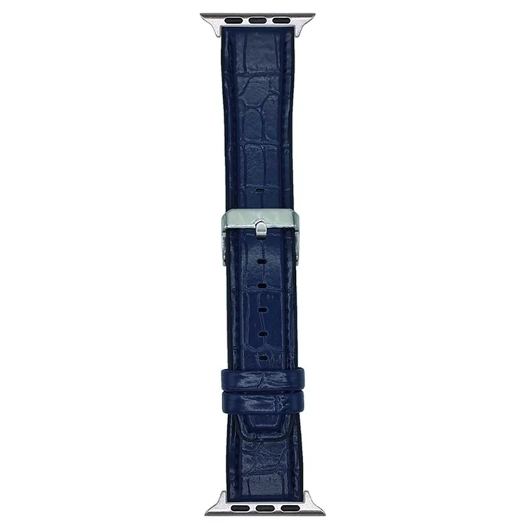 Watch Strap for Apple Watch Series 10 Ultra 9 8 7 SE 6 5 4 3 2 1 46mm 49mm 45mm 44mm 42mm Bamboo Texture PU + Silicone Band - Midnight Blue