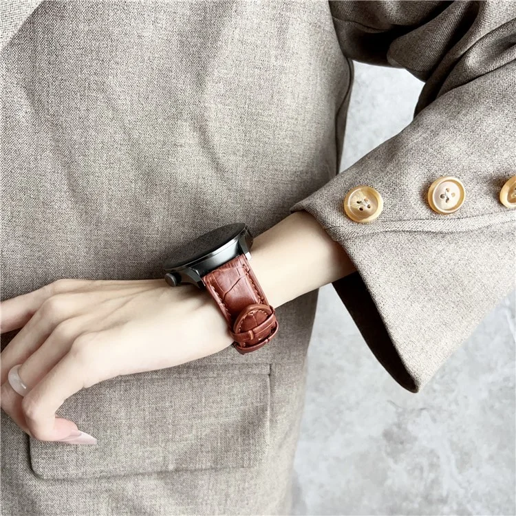 Cinturino di ricambio da 18 mm per Huawei Watch GT 5 41mm / 4 41mm - Cinturino in pelle con motivo bambù - Colore caffè