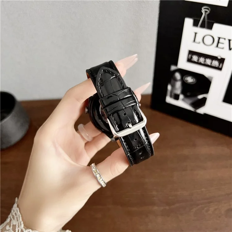 Correa de Repuesto de 20 mm para Samsung Galaxy Watch7 44 mm / 40 mm - Cuero con Patrón de Bambú - Marrón Oscuro