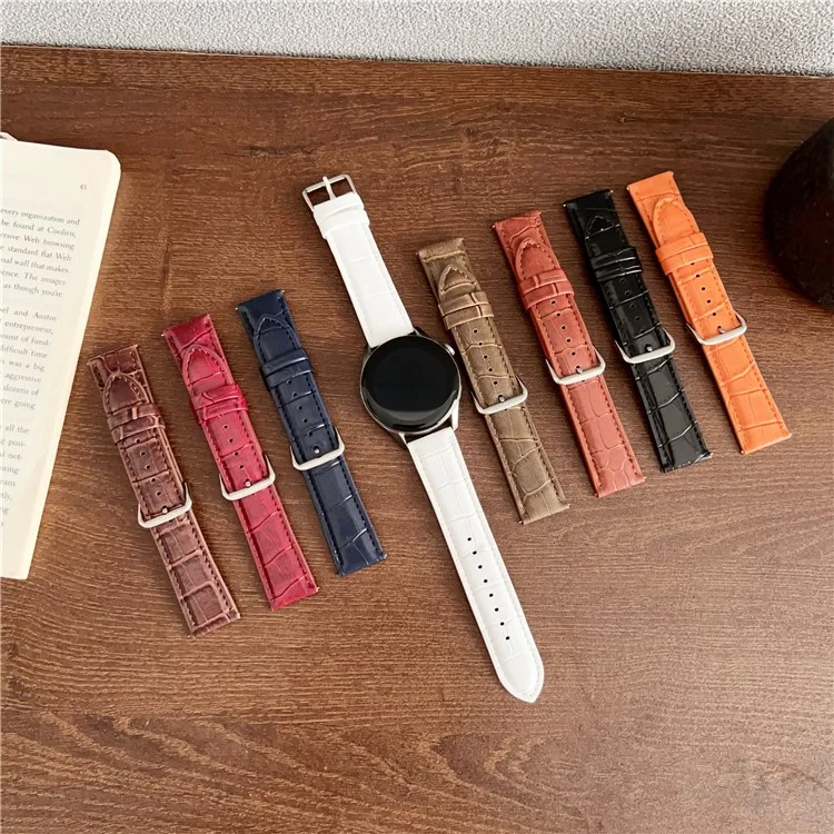 Correa de Repuesto de 20 mm para Samsung Galaxy Watch7 44 mm / 40 mm - Cuero con Patrón de Bambú - Marrón Oscuro