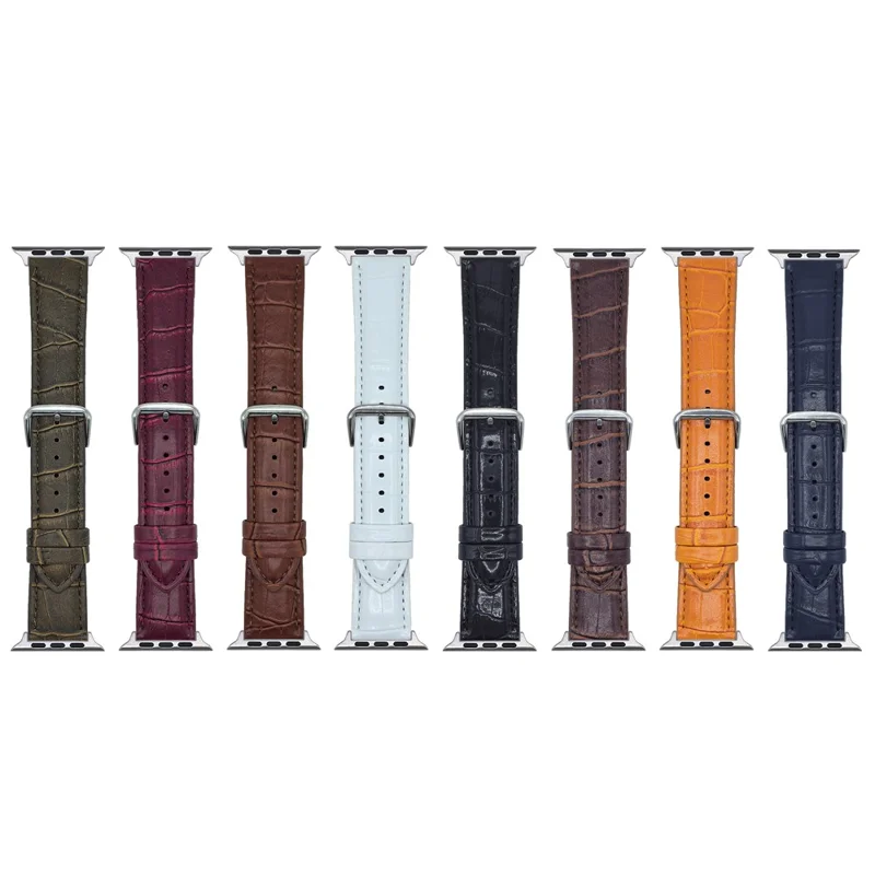 Replacement Strap for Apple Watch Series 10 9 8 7 SE 6 5 4 3 2 1 42mm 41mm 40mm 38mm Bamboo Pattern Leather Watch Band - Wine Red