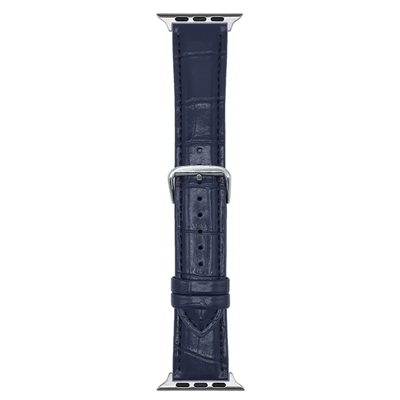 Replacement Strap for Apple Watch Series 10 9 8 7 SE 6 5 4 3 2 1 42mm 41mm 40mm 38mm Bamboo Pattern Leather Watch Band - Midnight Blue