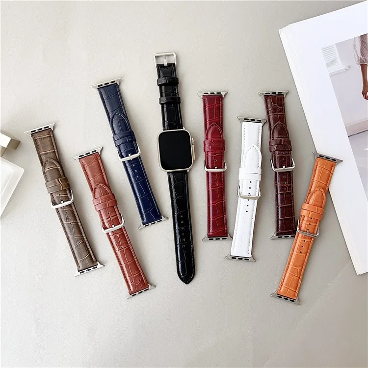 Replacement Strap for Apple Watch Series 10 Ultra 9 8 7 SE 6 5 4 3 2 1 46mm 49mm 45mm 44mm 42mm Bamboo Pattern Leather Watch Band - Tan