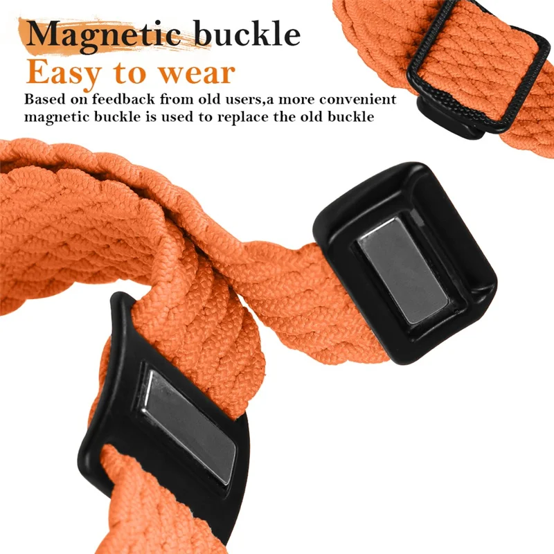 Nylon Strap for Apple Watch Ultra 3 2 1 49mm / Series 11 10 46mm / 9 8 7 45mm / SE3 SE2 SE 6 5 4 44mm / 3 2 1 42mm Watch Band with Magnetic Buckle - Orange