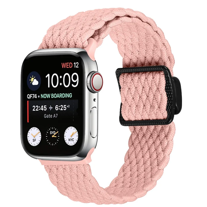 Nylon Strap for Apple Watch Ultra 3 2 1 49mm / Series 11 10 46mm / 9 8 7 45mm / SE3 SE2 SE 6 5 4 44mm / 3 2 1 42mm Watch Band with Magnetic Buckle - Pink
