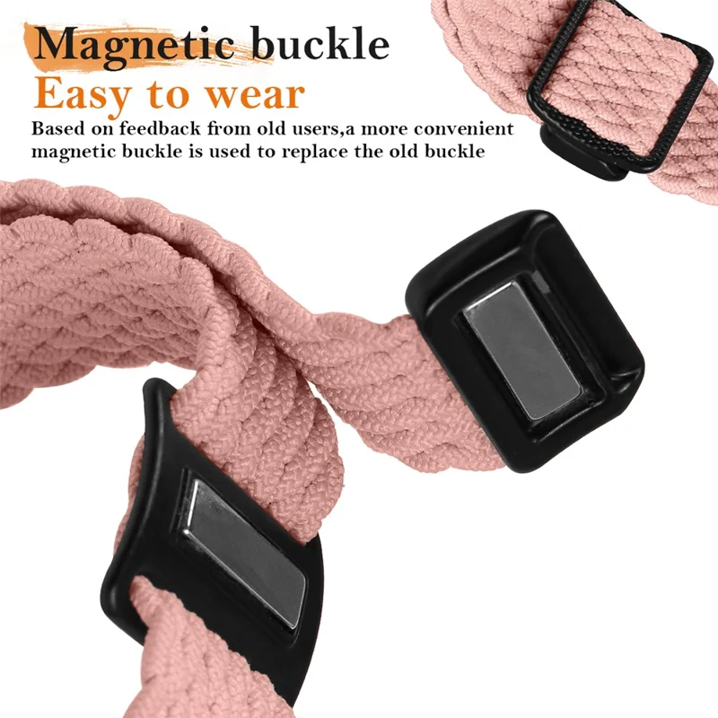 Nylon Strap for Apple Watch Ultra 3 2 1 49mm / Series 11 10 46mm / 9 8 7 45mm / SE3 SE2 SE 6 5 4 44mm / 3 2 1 42mm Watch Band with Magnetic Buckle - Pink