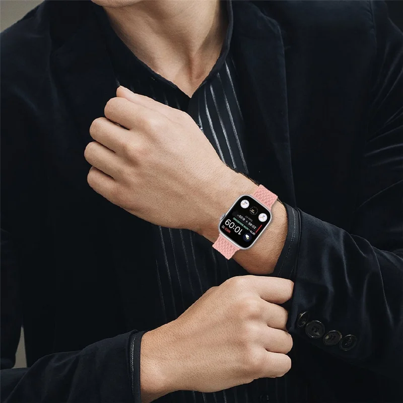 Nylon Strap for Apple Watch Ultra 3 2 1 49mm / Series 11 10 46mm / 9 8 7 45mm / SE3 SE2 SE 6 5 4 44mm / 3 2 1 42mm Watch Band with Magnetic Buckle - Pink