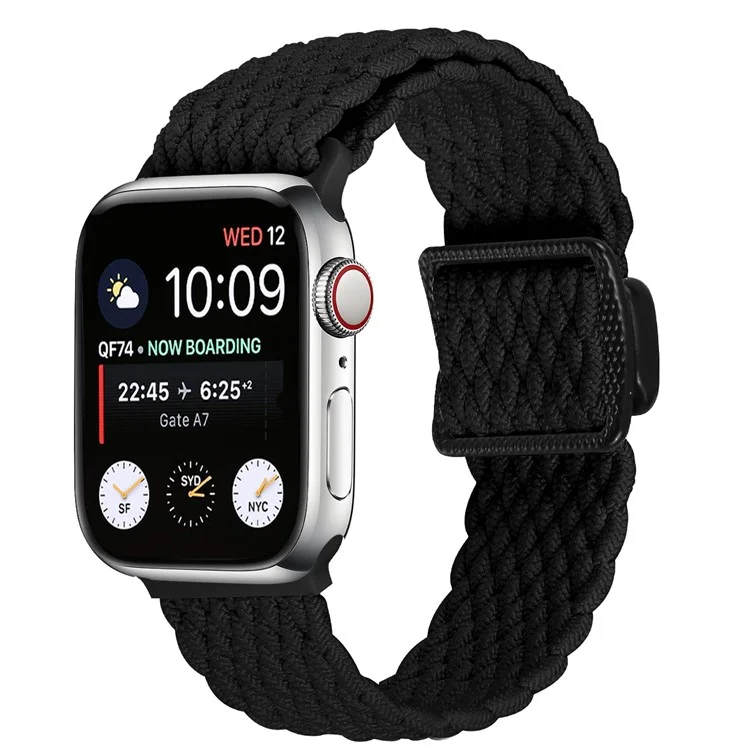 Nylon Strap for Apple Watch Series 10 Ultra 9 8 7 SE 6 5 4 3 2 1 46mm 49mm 45mm 44mm 42mm Watch Band with Magnetic Buckle - Black